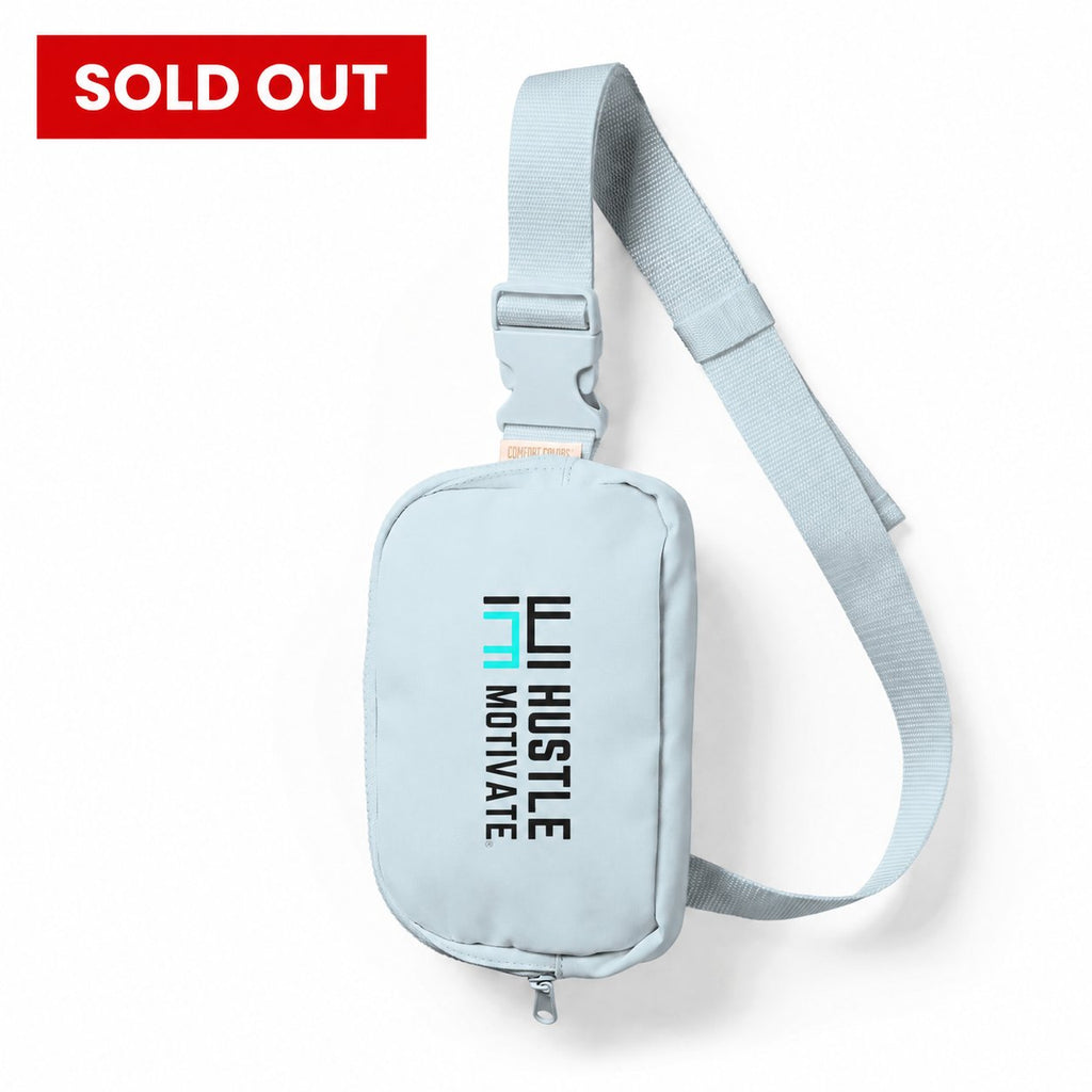 Hustle Motivate Sling Bag, chambray, front view, SOLD OUT