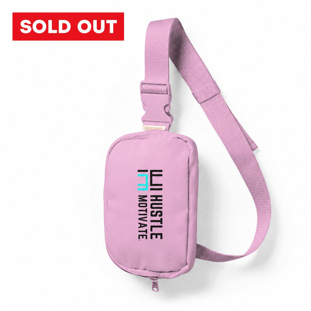 Hustle Motivate Sling Bag, rose quartz, front view, SOLD OUT