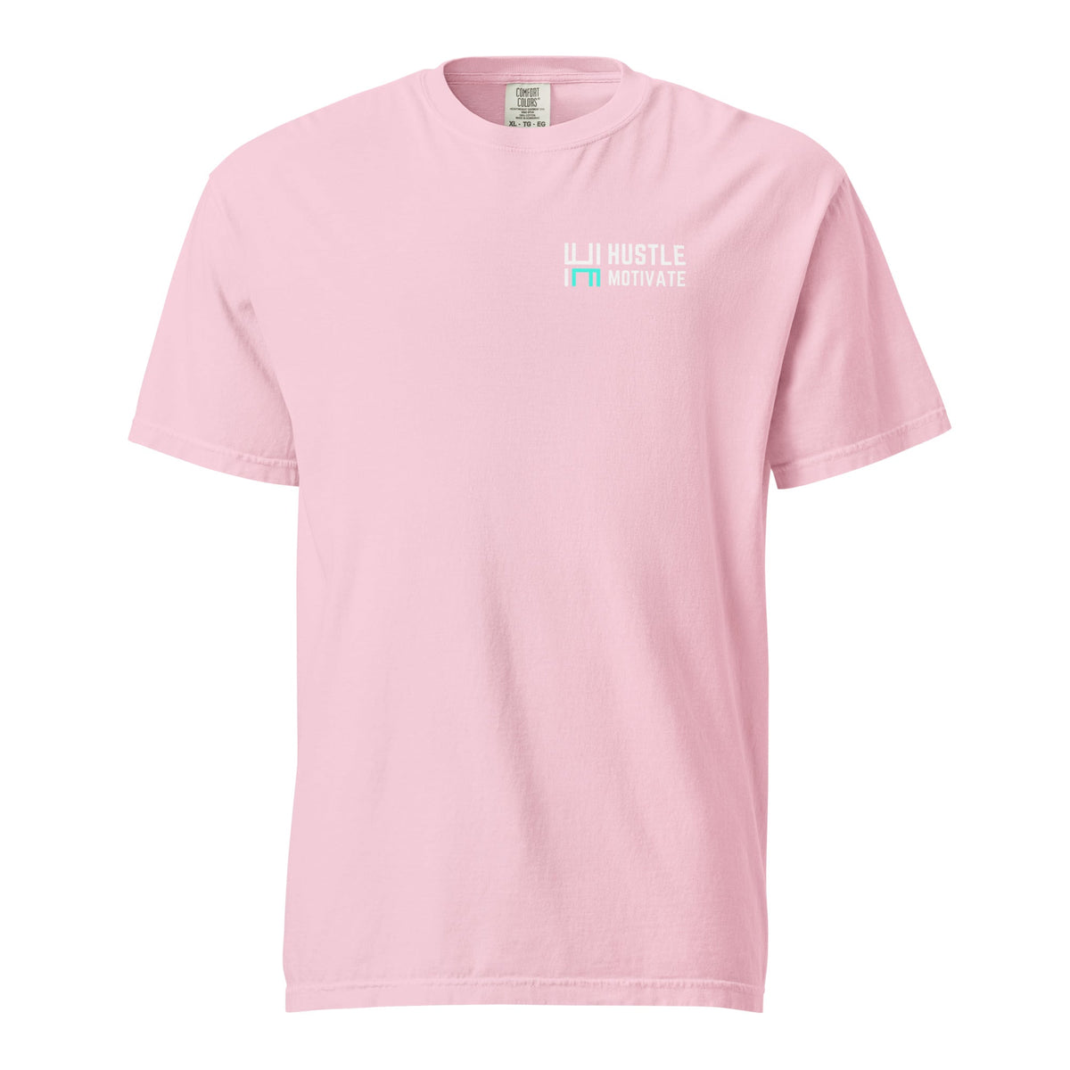 Hustle Motivate OG Owl Throwback T-Shirt in Blossom, front ghost mockup view with small white and teal HM chest logo.