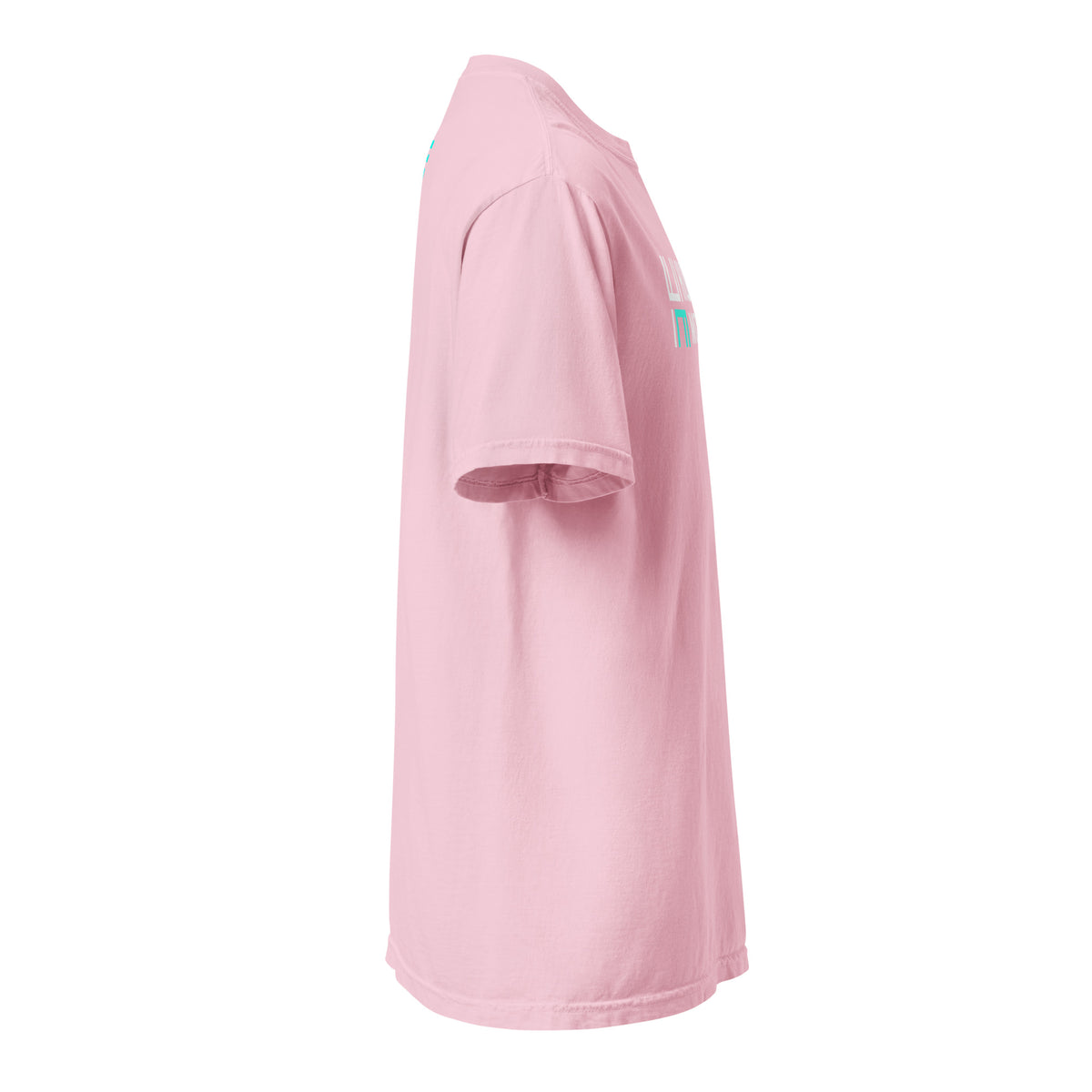 Blossom Hustle Motivate heavyweight T-shirt, right side view with plain short sleeve.